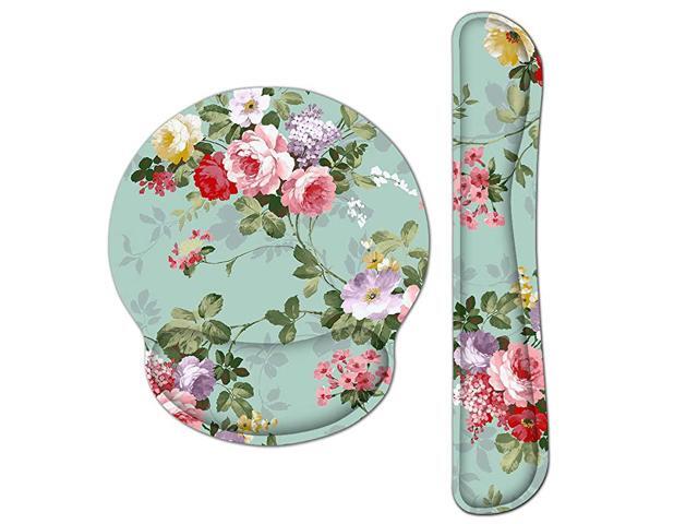 Wrist Rest Pad and Mouse pad with Wrist Rest Support Set Non Slip Rubber Base Wrist Support Mousepads with Ergonomic Memory Foam for Home Office