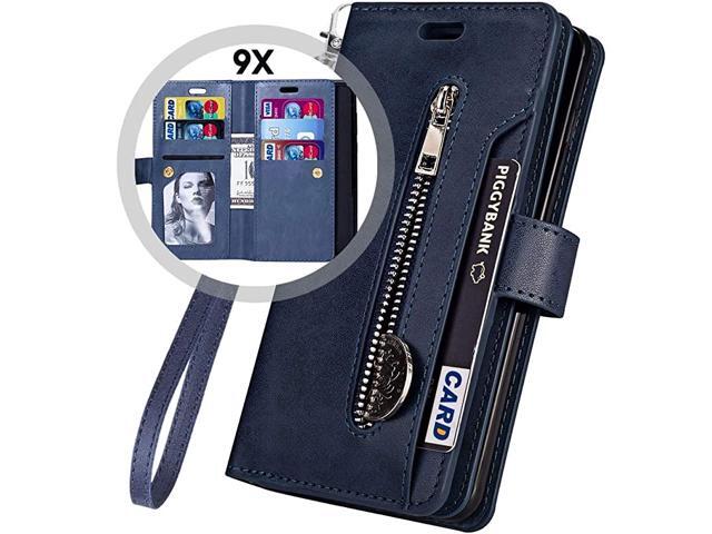 Galaxy J7 Case 2018 WalletJ7 StarJ7 V 2ndJ7 CrownJ7 Refine Case 9 Card Holder+Kickstand Flip Leather Magnetic Zipper Wallet Purse Case with