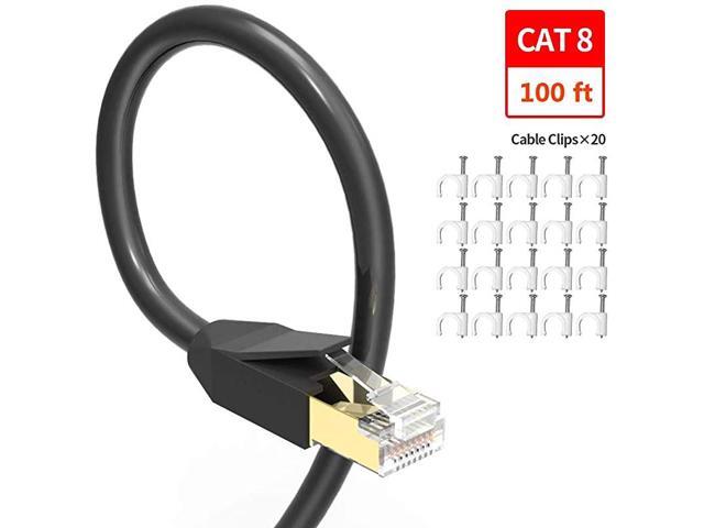 100 ft Ethernet Cable CAT 8 Internet Network Cord High Speed SSTP LAN Cables with Gold Plated RJ45 Connector for Router Modem POE Gaming Xbox Black