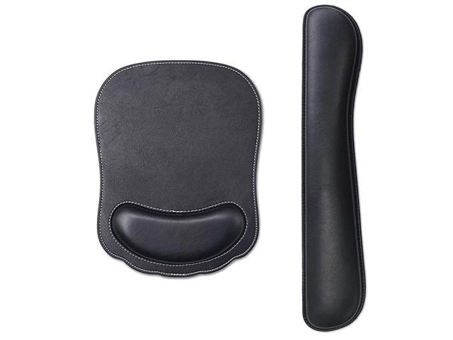 Pad with Wrist Rest and Keyboard Wrist Rest Set Ergonomic PU Leather and Memory Foam Support Easy Typing and Relieve Wrist Pain for Gaming Computer