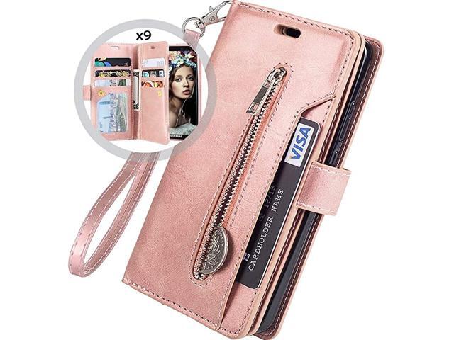 Galaxy J7 Case 2018 WalletJ7 StarJ7 V 2ndJ7 CrownJ7 Refine Case 9 Card Holder+Kickstand Flip Leather Magnetic Zipper Wallet Purse Case with