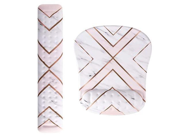 Keyboard Wrist Rest and Mouse Pad Wrist Support Set Soft Memory Foam Filled Mouse Wrist with Massage Holes Design for Computer Laptop Mac Gaming or