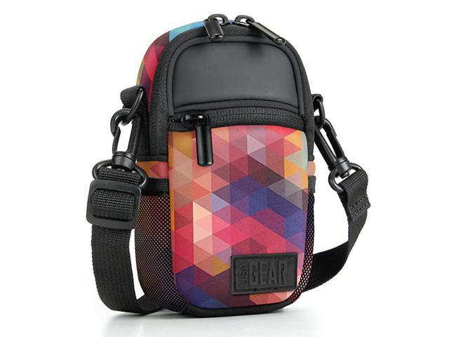 Compact Camera Case Geometric Point and Shoot Camera Bag with Accessory Pockets Rain Cover and Shoulder StrapCompatible with Sony CyberShot Canon
