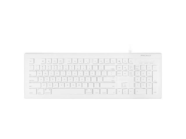 Full Size USB Wired Keyboard MKEYE for Mac and PC White w Shortcut Hot Keys