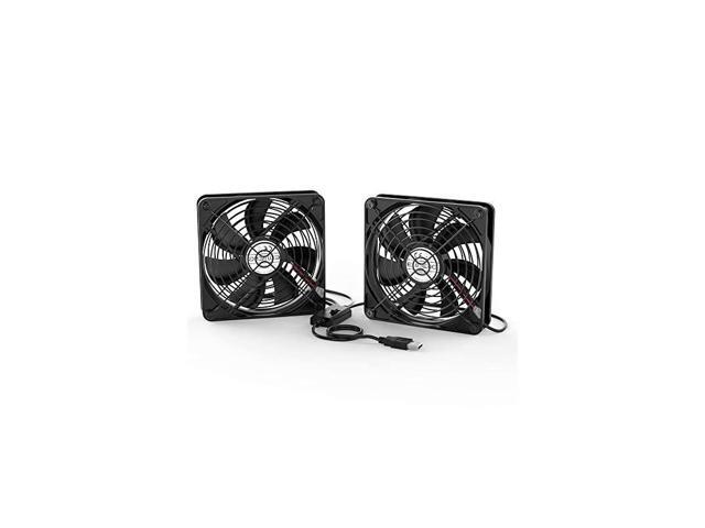 Dual 120mm USB Fan with 3 Speed Controller 5V Ventilator Fan Rechargeable Compatible for Laptop Receiver DVR Playstation Xbox Desk Computer Cabinet