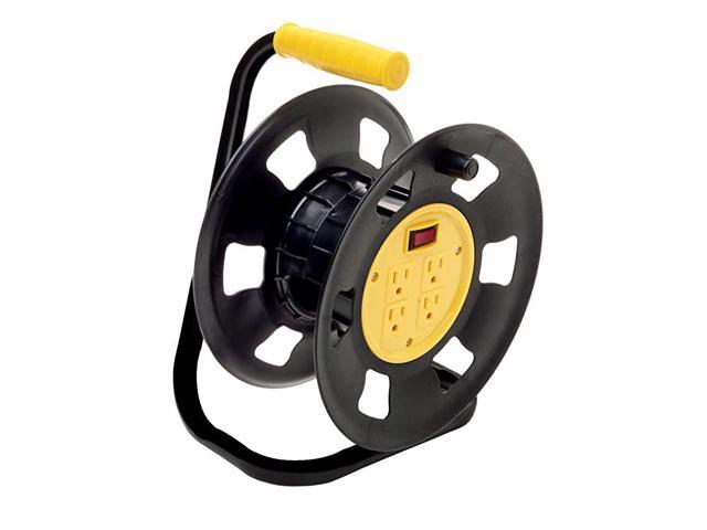 E230 Extension Cord Storage Reel MultiOutlet Adapter BlackYellow