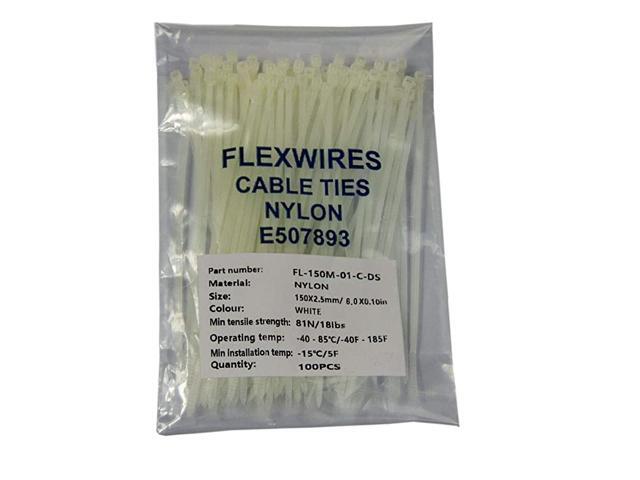 6 inch Zip Ties Computer Cable Ties Nylon Ties Wrap SelfLocking Plastic Wire Ties Tenisle Strength for 18LB White 100 Pieces