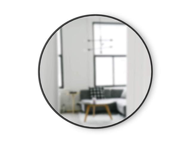 358370040 Hub Wall Mirror With Rubber Frame 37Inch Round Wall Mirror for Entryways Washrooms Living Rooms and More Doubles as Modern Wall Art Black