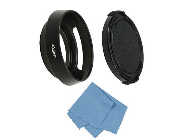 Camera Standard Hollow Vented Metal Lens Hood with Cleaning Cloth and Lens Cap Compatible with LeicaFujiNikonCanonSamsung Standard Thread Lens