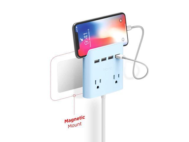 Power Reach MultiPlug Outlet Extender and Splitter Fast Charging Portable Power Station with 2 Outlets and 4 USB Ports 6 ft Extension Cord and