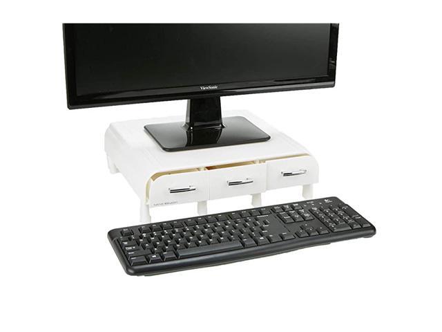 2MONSTA3DWHT PC Laptop iMac Monitor Stand and Desk Organizer with 3 Draws for Storage 2Pack White 2 Pack