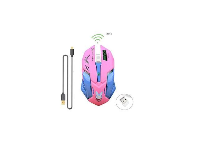 Gaming MouseRechargeable 24Ghz Wireless Mice with USB Receiver7 Colors Backlit Silent Buttons for MacBook Computer PC Laptop 600Mah Lithium Battery