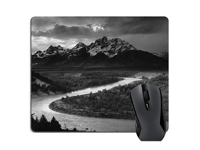 Ansel Adams Gaming Mouse Pad Custom Magnificent Mountain River Nature Scene Black Grey Mouse Pads for Laptop Computers