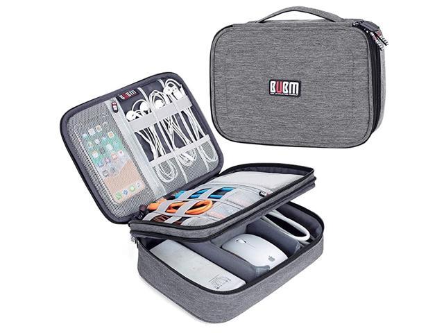 Electronic Organizer Double Layer Travel Accessories Storage Bag for Cord Adapter Battery Camera and Morea Sleeve Pouch for iPad or up to 97