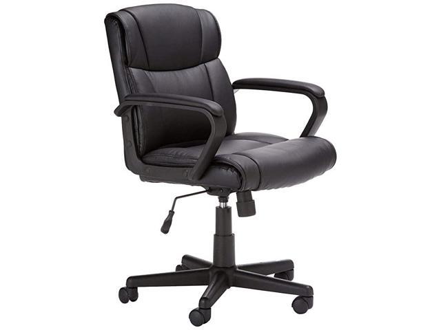 Basics LeatherPadded Adjustable Swivel Office Desk Chair with Armrest Black