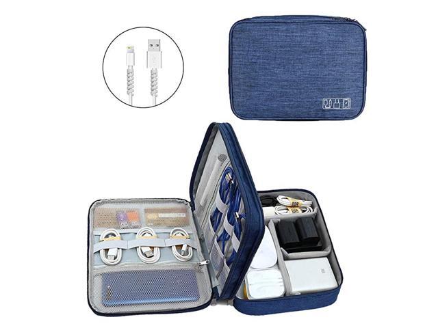 Electronic Accessories Bag Travel Cable Organizer ThreeLayer for iPad Mini Kindle Hard Drives Cables Chargers ThreeLayerNavy