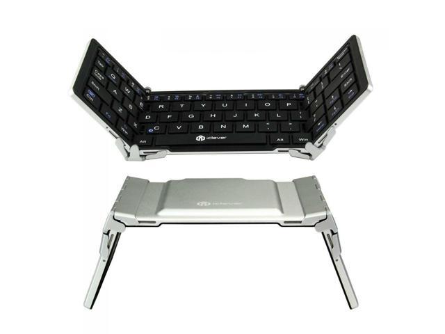 iClever Tri-folding Bluetooth Keyboard Bluetooth 51 Foldable Wireless Keyboard with Portable Pocket Size Aluminum Alloy Housing Carrying Pouch