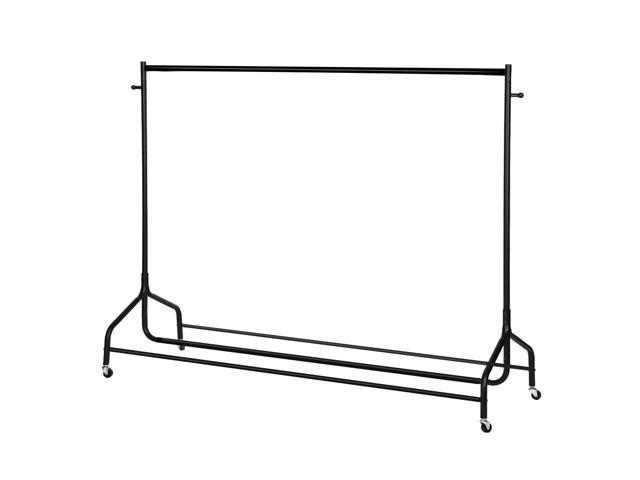 Rolling Clothes Rack Heavy Duty Single Rolling Garment Rack with Top Rod Bag Hook