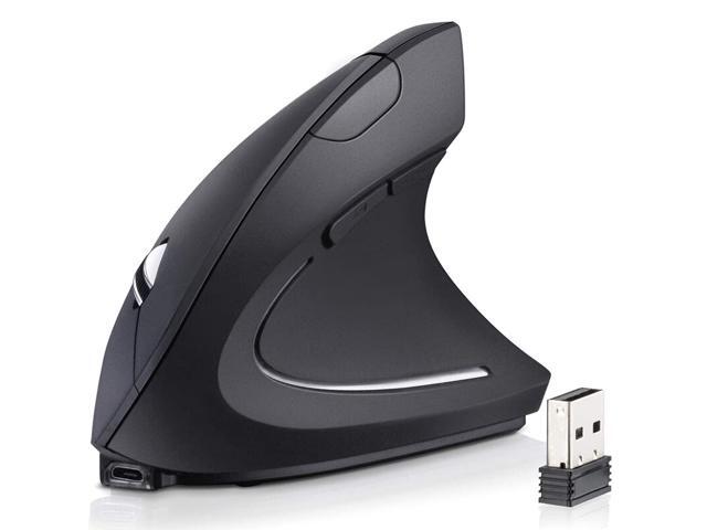 Rechargeable Ergonomic Wireless Mouse with 3 Adjustable DPI 800/1200/1600 Levels 6 Buttons for Computer Laptop PC