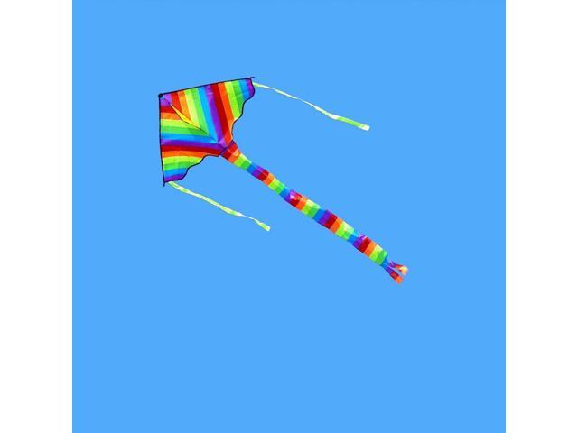 Cheers Rainbow Long Tail Triangle Flying Kite with 50m Handle Line Children Kids Toy