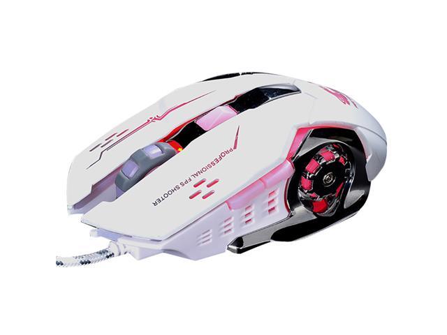 GUIGSI LED Light Adjustable DPI 24GHz 6 Buttons PC Laptop Gaming Wireless Mouse White