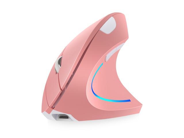 H1 Ergonomic Vertical 24G Wireless Adjustable 2400DPI Gaming Mouse Mice for PC Pink