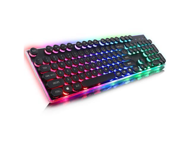 5V/100mA Golden Matte 104 Round Keys Vintage Backlight Wired Mechanical Gaming Keyboard PC Accessory