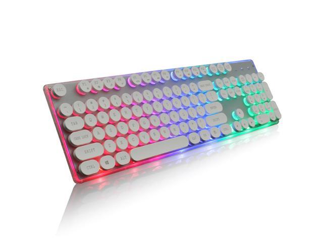 5V/100mA Golden Matte 104 Round Keys Vintage Backlight Wired Mechanical Gaming Keyboard PC Accessory