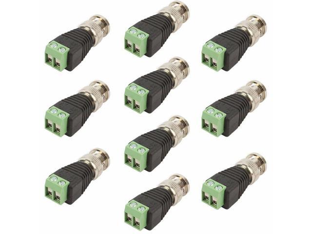 10 Pcs Coax Cat5/Cat6 To Camera CCTV BNC Video Balun Coaxial Connector Screw New