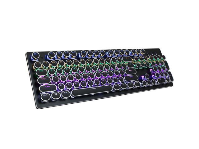 Wired Gaming Mechanical Keyboard Backlit Metal Panel Ergonomic Waterproof keyboard for Game and Office (Blue Switch)
