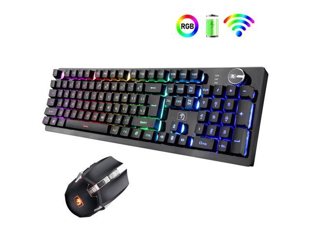 Rechargeable 24G Wireless Keyboard and Mouse Combo Mechanical Feel Backlit Gaming Keyboard & Mouse for Laptop Computer and Mac