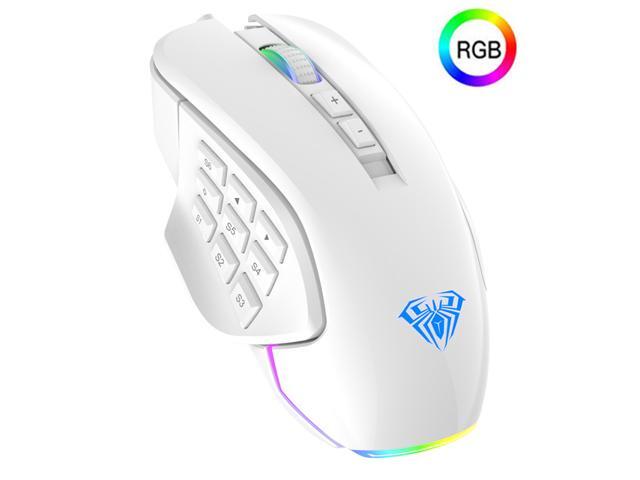 RGB Gaming Mouse With Side Buttons 14 Key Macro Programmable-Buttons 10000 DPI Wired USB Backlit Mouse for Laptop/PC Gamer