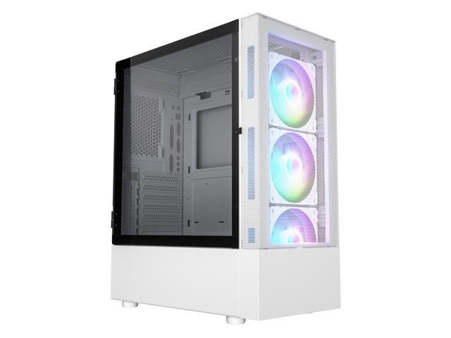 Vetroo A03 ATX Mid-Tower PC Gaming Case Pre-installed 3pcs ARGB PWM Fans w/ Controller Door Opening Hinged Tempered Glass Side Panel High Airflow