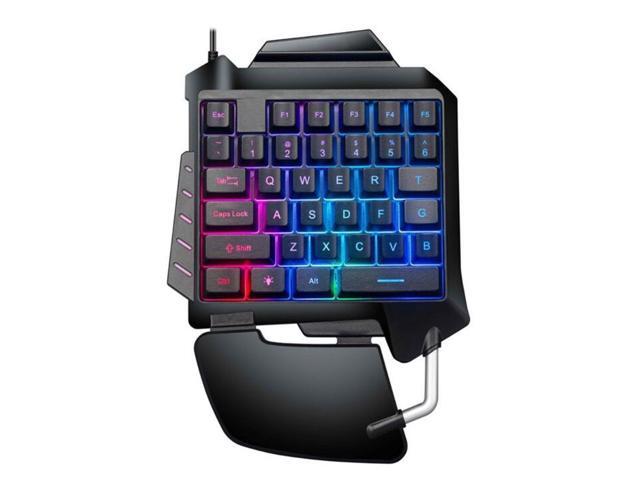 Wired Mechanical One-Hand Gaming Keyboard Portable LED Backlight Mini Gaming Keyboard for PUBG / CF