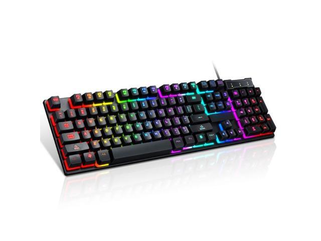 USB Wired Gaming Keyboard 104 Keys Mechanical Feeling Gamer Backlit Keyboard for Computer Laptop