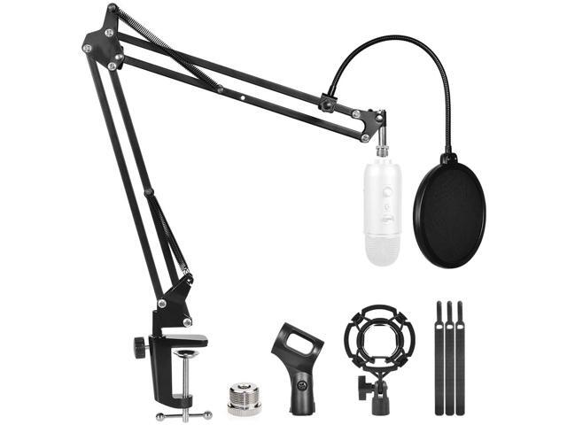 Desktop Microphone Arm Stand for Blue Yeti Snowball Ice Suspension Boom Scissor with Mic Filter Mic Clip Shock Mount Adjustable Mic Boom Scissor