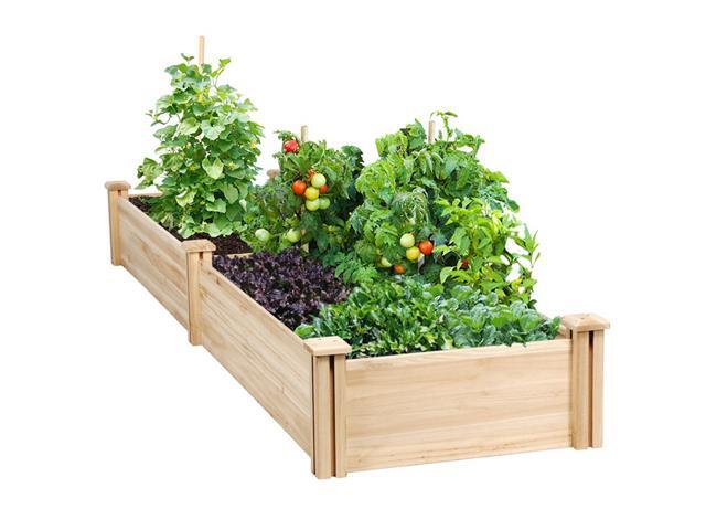 Raised Garden Bed Kit - Wooden Elevated Planter Garden Box for Vegetable/Flower/Herb Outdoor Solid Wood 2x8ft