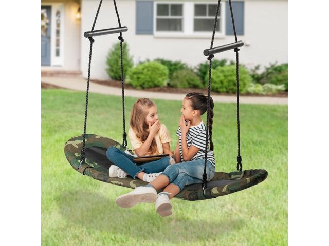 Saucer Tree Swing Surf Kids Outdoor Adjustable Oval Platform Set with Handle