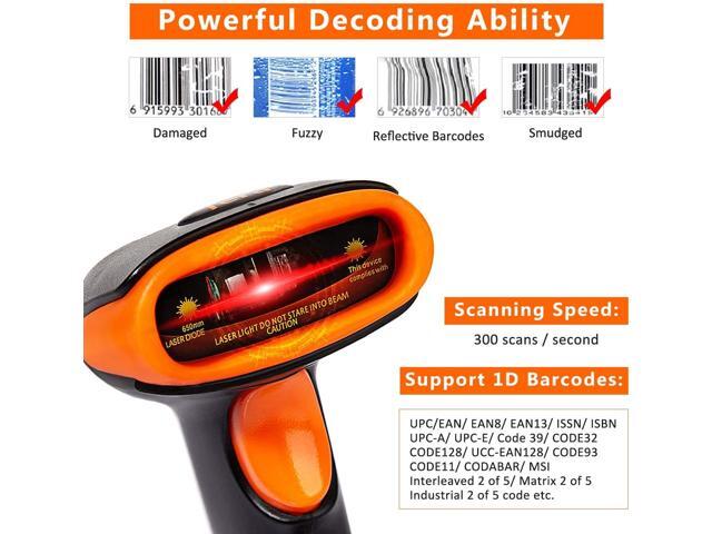 Barcode Scanner Handheld [Upgraded Version] 66ft Extra Long USB Wired Bar Code Scanner Reader Laser 1D Barcode Reader Plug and Play