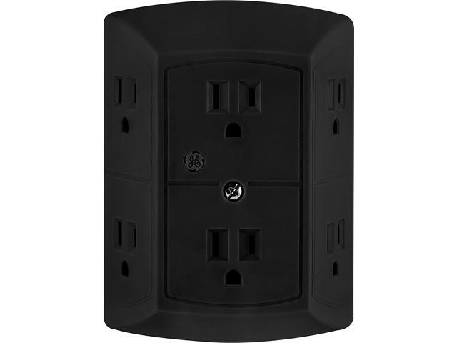 GE Pro 6 Outlet Surge Protector Adapter Spaced Tap 3-Prong Power Strip Charging Station Side Access White 43648