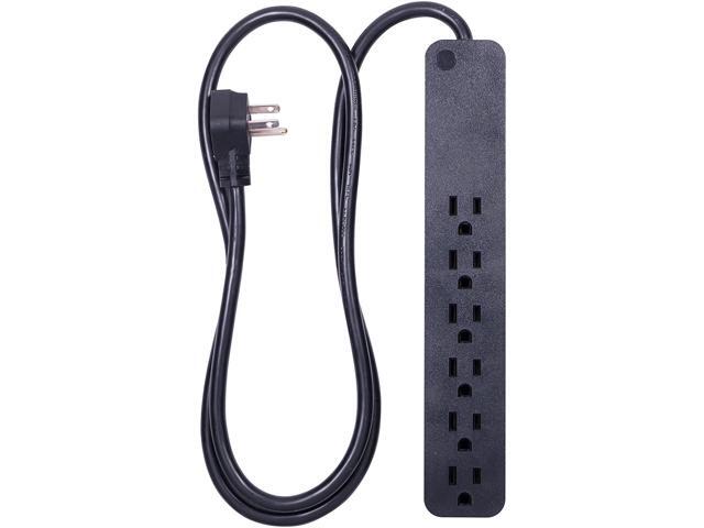 GE Power Strip Surge Protector 8 Outlets Flat Plug Extra Long Power Cord 8 Feet Wall Mount Warranty Black 37055