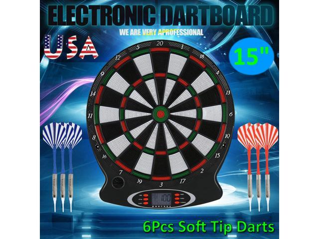 Electronic Dartboard Play Set LCD Display 6 Soft Tip Darts Game Score Board
