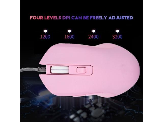 Pink Gaming Mouse Comfortable Grasping USB Wired Gaming Mouse High Sensitivity