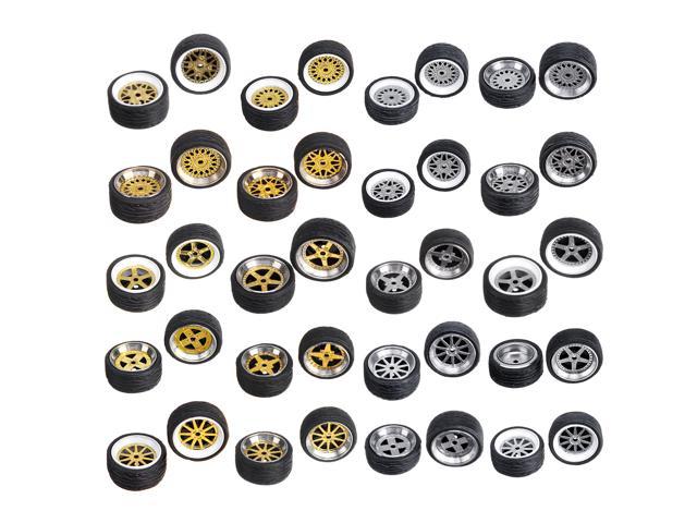 4Pcs Wheels Alloy Rubber Tire Axle Brake Disc for 1:64 Hot Wheel Tomy Car Model 9
