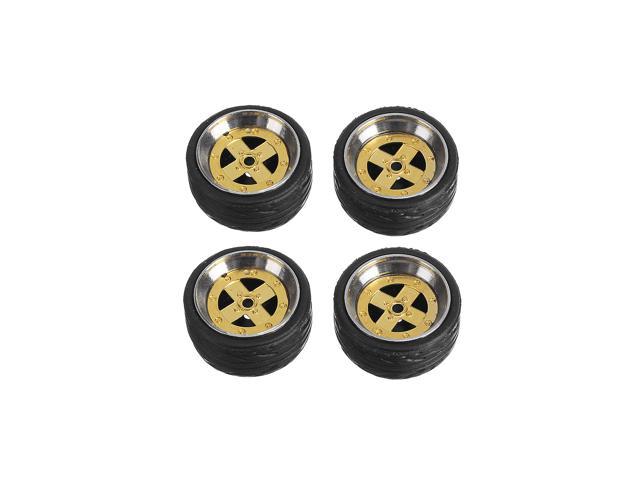 4Pcs Wheels Alloy Rubber Tire Axle Brake Disc for 1:64 Hot Wheel Tomy Car Model 8