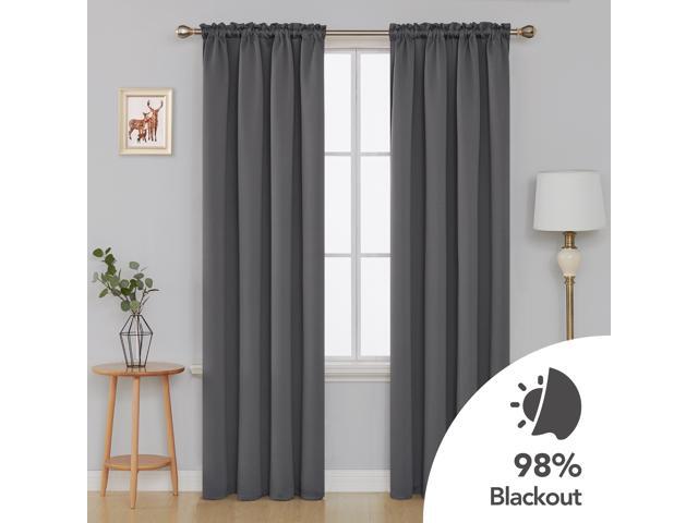 Deconovo Room Darkening Noise Reducing Thermal Insulated Grommet Window Blackout Curtains for Living Room 2 Curtain Panels Pair Black 42x63 Inch