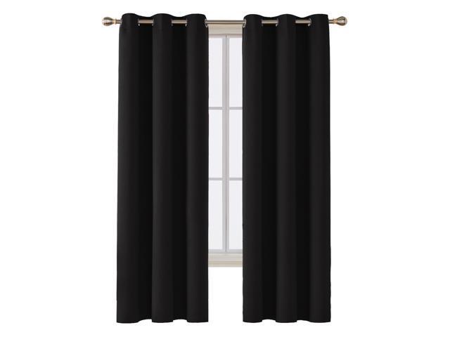 Deconovo Grommet Thermal Insulated Curtains Room Darkening Window Panels Width 42 Inch by Length 72 Inch Black 2 Curtain Panels