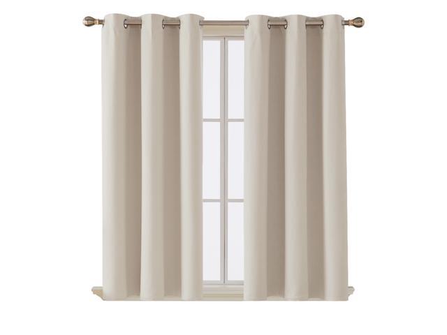 Deconovo Room Darkening Thermal Insulated Blackout Grommet Window Curtain Panels Sets of 2 for Living Room Light Beige 42x63 Inch