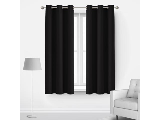 Deconovo Thermal Insulated Curtain Grommet Room Darkening Curtains for Windows 42x45 Inch Black 2 Panels