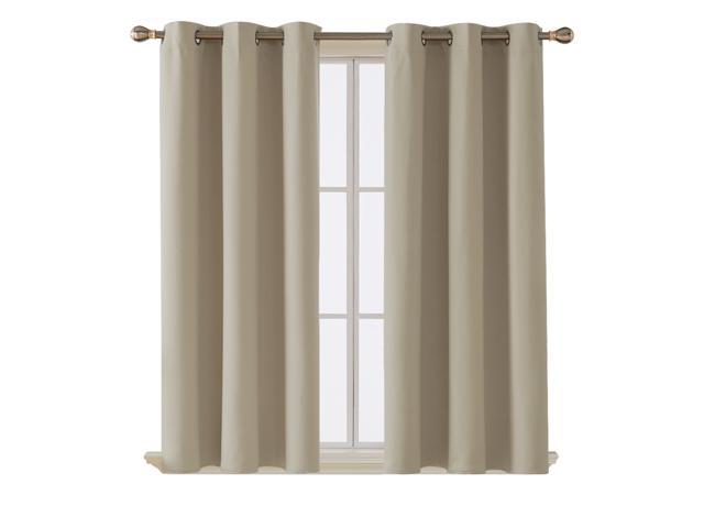 Deconovo Room Darkening Thermal Insulated Grommet Blackout Window Curtains for Living Room Curtain Panels Beige 42x63 Inch 1 Pair